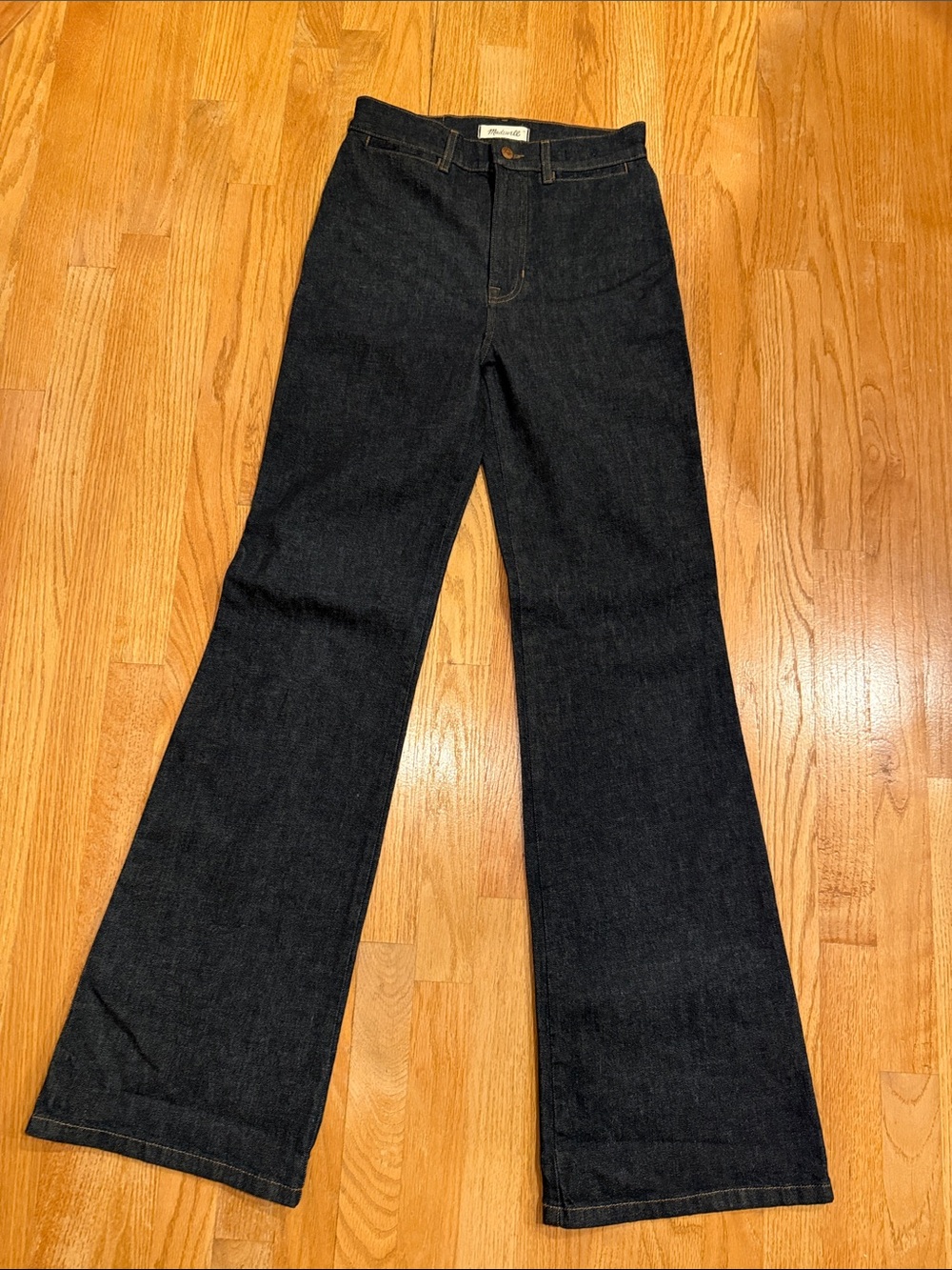 Madewell 11" High-Rise Flare Jeans Blue Dark Wash Denim Straight Leg Size 26T